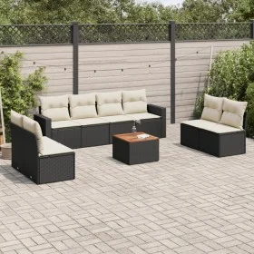Set de sofás de jardín 8 piezas y cojines ratán sintético negro by , Garden sets - Ref: Foro24-3256413, Price: 480,32 €, Disc...