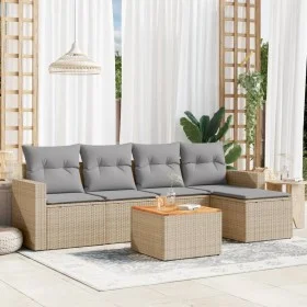 Gartensitzgruppe mit beigen Kissen, 6-teilig, aus PE-Rattan. von , Gartensets - Ref: Foro24-3256430, Preis: 394,40 €, Rabatt: %