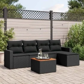 Set de sofás de jardín 6 piezas y cojines ratán sintético negro by , Garden sets - Ref: Foro24-3256426, Price: 381,89 €, Disc...