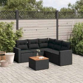 Set de sofás de jardín 6 piezas y cojines ratán sintético negro by , Garden sets - Ref: Foro24-3256447, Price: 403,96 €, Disc...