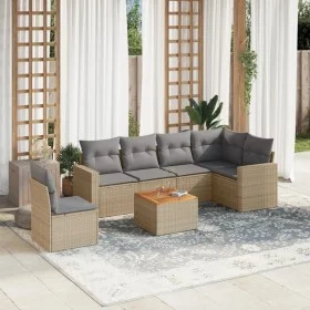 Juego de sofás jardín con cojines beige mezcla 7 pzas ratán PE by , Garden sets - Ref: Foro24-3256479, Price: 471,11 €, Disco...