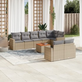 Gartensofagarnitur mit beigen Kissen, 9-teilig, aus PE-Rattan-Mischung. von , Gartensets - Ref: Foro24-3256542, Preis: 636,91...