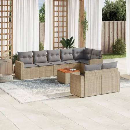 Gartensofagarnitur mit beigen Kissen, 9-teilig, aus PE-Rattan-Mischung. von , Gartensets - Ref: Foro24-3256542, Preis: 687,73...