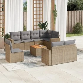 Juego de sofás jardín con cojines beige mezcla 9 pzas ratán PE by , Garden sets - Ref: Foro24-3256549, Price: 662,96 €, Disco...