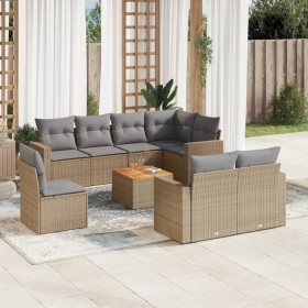Juego de sofás jardín con cojines beige mezcla 9 pzas ratán PE by , Garden sets - Ref: Foro24-3256549, Price: 636,91 €, Disco...