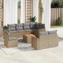Juego de sofás jardín con cojines beige mezcla 9 pzas ratán PE by , Garden sets - Ref: Foro24-3256549, Price: 662,96 €, Disco...