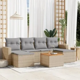 Juego de sofás jardín con cojines beige mezcla 7 pzas ratán PE by , Garden sets - Ref: Foro24-3256577, Price: 447,03 €, Disco...