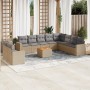 Juego de sofás jardín con cojines beige mezcla 11 pzas ratán PE by , Garden sets - Ref: Foro24-3256528, Price: 757,10 €, Disc...