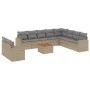 Juego de sofás jardín con cojines beige mezcla 11 pzas ratán PE by , Garden sets - Ref: Foro24-3256528, Price: 773,32 €, Disc...