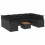 Set de sofás de jardín 10 pzas cojines ratán sintético negro by , Garden sets - Ref: Foro24-3256594, Price: 637,50 €, Discoun...