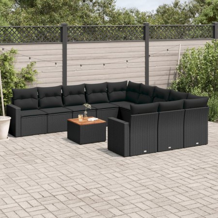 12-teiliges Gartensofa-Set mit schwarzen Kissen aus synthetischem Rattan. von , Gartensets - Ref: Foro24-3256678, Preis: 799,...