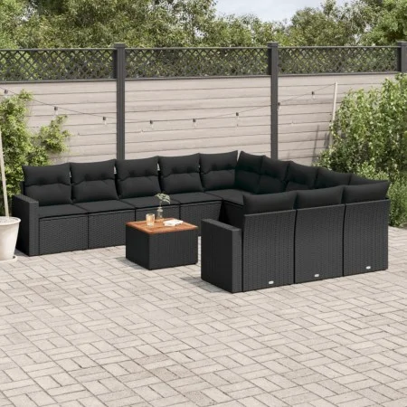 Set de sofás de jardín 12 piezas cojines ratán sintético negro de , Conjuntos de jardín - Ref: Foro24-3256678, Precio: 788,27...