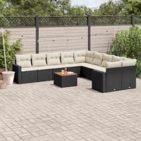 Set de sofás de jardín 11 pzas y cojines ratán sintético negro by , Garden sets - Ref: Foro24-3256644, Price: 625,68 €, Disco...