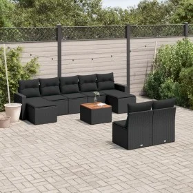 Set de sofás de jardín 10 pzas cojines ratán sintético negro by , Garden sets - Ref: Foro24-3256650, Price: 579,46 €, Discoun...