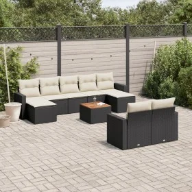 Set de sofás de jardín 10 pzas cojines ratán sintético negro by , Garden sets - Ref: Foro24-3256665, Price: 572,50 €, Discoun...