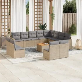 Gartensofa-Set mit 13-teiligen beigen Kissen aus PE-Rattan-Mischung. von , Gartensets - Ref: Foro24-3256703, Preis: 814,83 €,...