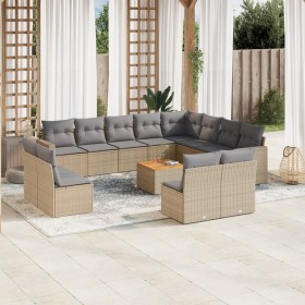 Juego de sofás jardín con cojines beige mezcla 13 pzas ratán PE by , Garden sets - Ref: Foro24-3256703, Price: 813,93 €, Disc...