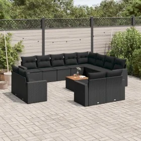 Set de sofás de jardín y cojines 13 pzas ratán sintético negro by , Garden sets - Ref: Foro24-3256720, Price: 957,28 €, Disco...