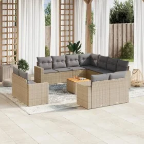 Gartensofa-Set mit 12-teiligen beigen Kissen aus PE-Rattan-Mischung. von , Gartensets - Ref: Foro24-3256717, Preis: 970,36 €,...
