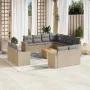 Juego de sofás jardín con cojines beige mezcla 12 pzas ratán PE by , Garden sets - Ref: Foro24-3256717, Price: 970,36 €, Disc...