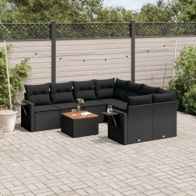 Set de sofás de jardín 8 piezas y cojines ratán sintético negro de , Conjuntos de jardín - Ref: Foro24-3256818, Precio: 599,8...
