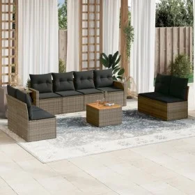 Gartenmöbel-Set 9-teilig mit grauen Polstern aus synthetischem Rattan von , Gartensets - Ref: Foro24-3256858, Preis: 520,70 €...