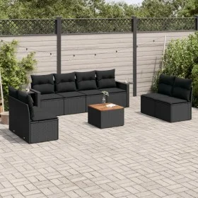 Set de sofás de jardín 8 piezas y cojines ratán sintético negro by , Garden sets - Ref: Foro24-3256853, Price: 528,23 €, Disc...