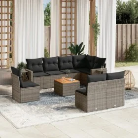 Set de muebles de jardín 9 pzas y cojines ratán sintético gris by , Garden sets - Ref: Foro24-3256935, Price: 536,20 €, Disco...