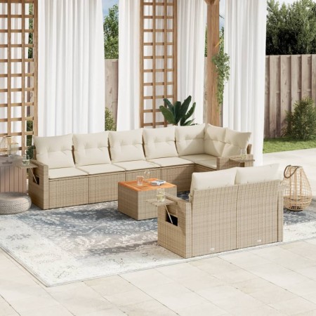 Set de sofás de jardín 9 pzas con cojines ratán sintético beige by , Garden sets - Ref: Foro24-3256982, Price: 666,43 €, Disc...