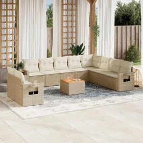 Set de sofás de jardín 11pzas con cojines ratán sintético beige by , Garden sets - Ref: Foro24-3256968, Price: 814,40 €, Disc...