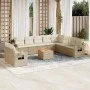 Gartensofa-Set 11-teilig mit beigen Polstern aus synthetischem Rattan von , Gartensets - Ref: Foro24-3256968, Preis: 832,82 €...
