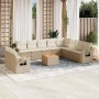 Set de sofás de jardín 11pzas con cojines ratán sintético beige by , Garden sets - Ref: Foro24-3256968, Price: 784,82 €, Disc...