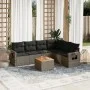 Set de sofás de jardín 7 piezas con cojines ratán PE gris by , Garden sets - Ref: Foro24-3256914, Price: 437,45 €, Discount: %