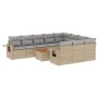 Juego de sofás jardín con cojines beige mezcla 11 pzas ratán PE by , Garden sets - Ref: Foro24-3257074, Price: 681,33 €, Disc...
