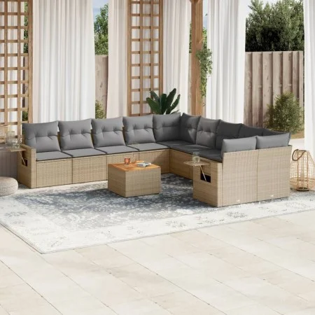 Juego de sofás jardín con cojines beige mezcla 11 pzas ratán PE de , Conjuntos de jardín - Ref: Foro24-3257088, Precio: 681,0...