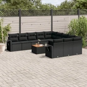 12-teiliges Gartensofa-Set mit schwarzen Kissen aus synthetischem Rattan. von , Gartensets - Ref: Foro24-3257119, Preis: 807,...