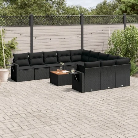 Set de sofás de jardín 12 piezas cojines ratán sintético negro by , Garden sets - Ref: Foro24-3257119, Price: 804,70 €, Disco...