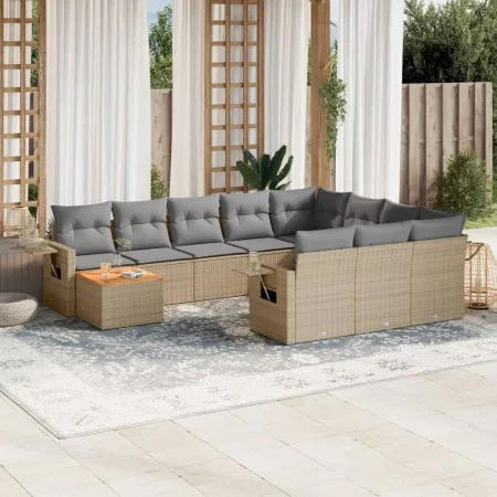 Juego de sofás jardín con cojines beige mezcla 11 pzas ratán PE by , Garden sets - Ref: Foro24-3257081, Price: 681,99 €, Disc...