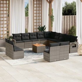 Gartensofa-Set, 14-teilig, mit grauen Polstern aus synthetischem Rattan von , Gartensets - Ref: Foro24-3257152, Preis: 865,22...