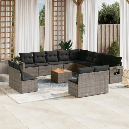 Gartensofa-Set, 14-teilig, mit grauen Polstern aus synthetischem Rattan von , Gartensets - Ref: Foro24-3257152, Preis: 853,18...