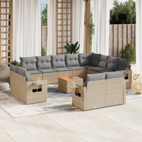 Gartensofa-Set mit 13-teiligen beigen Kissen aus PE-Rattan-Mischung. von , Gartensets - Ref: Foro24-3257165, Preis: 982,91 €,...