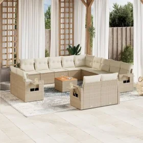 Set sofás de jardín 14 pzas con cojines ratán sintético beige by , Garden sets - Ref: Foro24-3257171, Price: 1,00 €, Discount: %