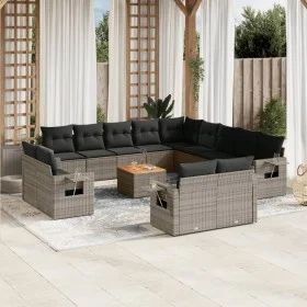 Gartensofa-Set, 14-teilig, mit grauen Polstern aus synthetischem Rattan von , Gartensets - Ref: Foro24-3257173, Preis: 951,89...