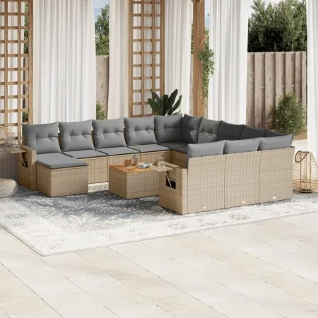 Juego de sofás jardín con cojines beige mezcla 13 pzas ratán PE by , Garden sets - Ref: Foro24-3257200, Price: 860,90 €, Disc...