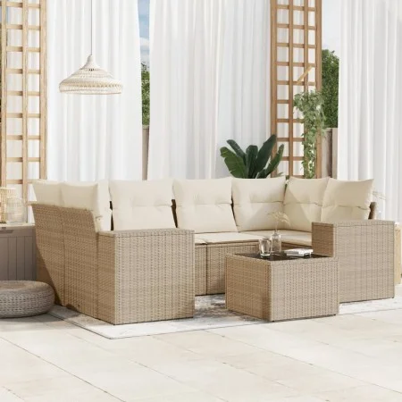 Set sofás de jardín 7 piezas y cojines ratán sintético beige by , Garden sets - Ref: Foro24-3254655, Price: 540,94 €, Discoun...