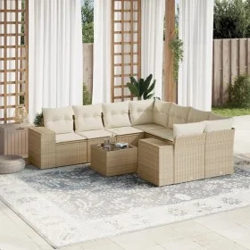Gartensofa-Set, 9-teilig, mit Kissen, aus synthetischem Rattan in Beige. von , Gartensets - Ref: Foro24-3254695, Preis: 663,5...