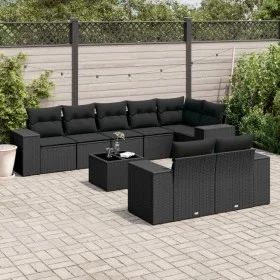 Set de sofás de jardín 8 piezas y cojines ratán sintético negro by , Garden sets - Ref: Foro24-3255162, Price: 639,22 €, Disc...