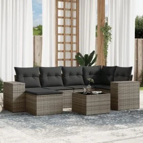 Set de sofás de jardín 7 piezas con cojines ratán PE gris by , Garden sets - Ref: Foro24-3255207, Price: 446,04 €, Discount: %