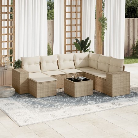 Juego de sofás de jardín con cojines beige 8 pzas ratán PE by , Garden sets - Ref: Foro24-3255245, Price: 547,31 €, Discount: %