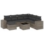 Set de sofás de jardín 8 pzas y cojines ratán sintético gris